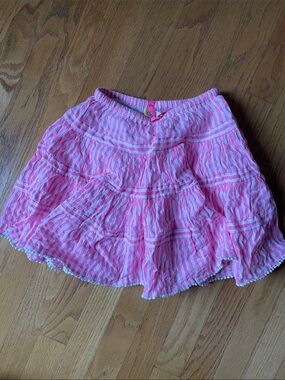 Mini Boden Pink Tiered Ruffled stripe Skirt